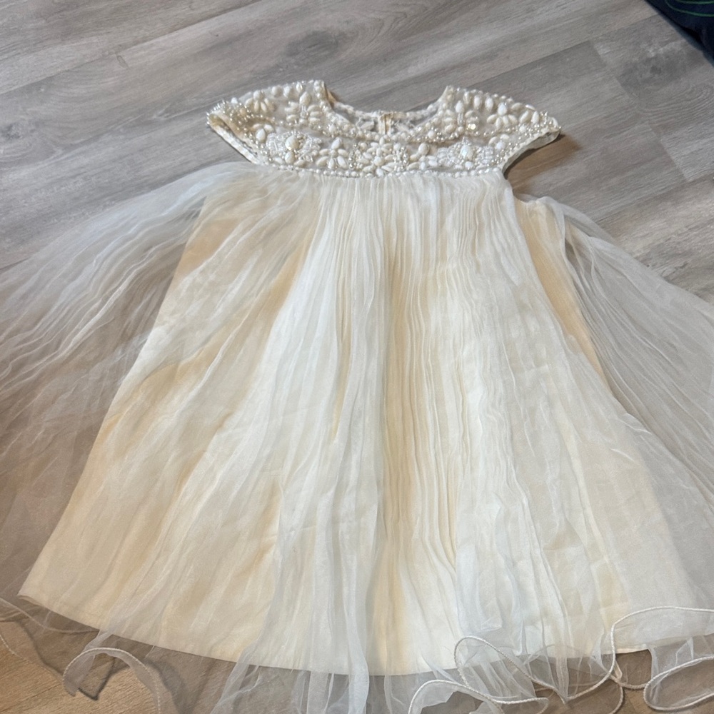 Marchesa Ivory Kids Dress with Beaded Detail size small